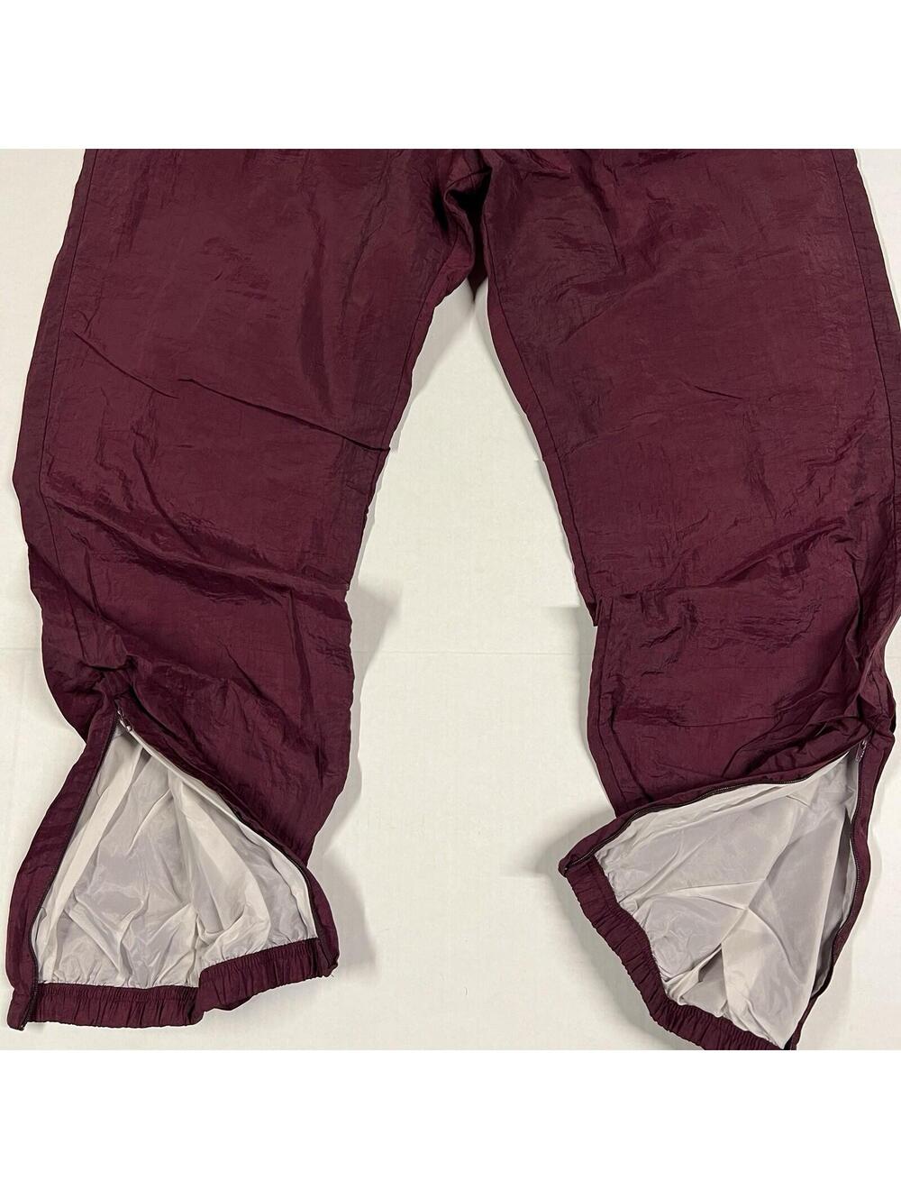 Vintage Reebok Track Windbreaker Pants Sz L Maroon Lined Warmup Running - Picture 4 of 10